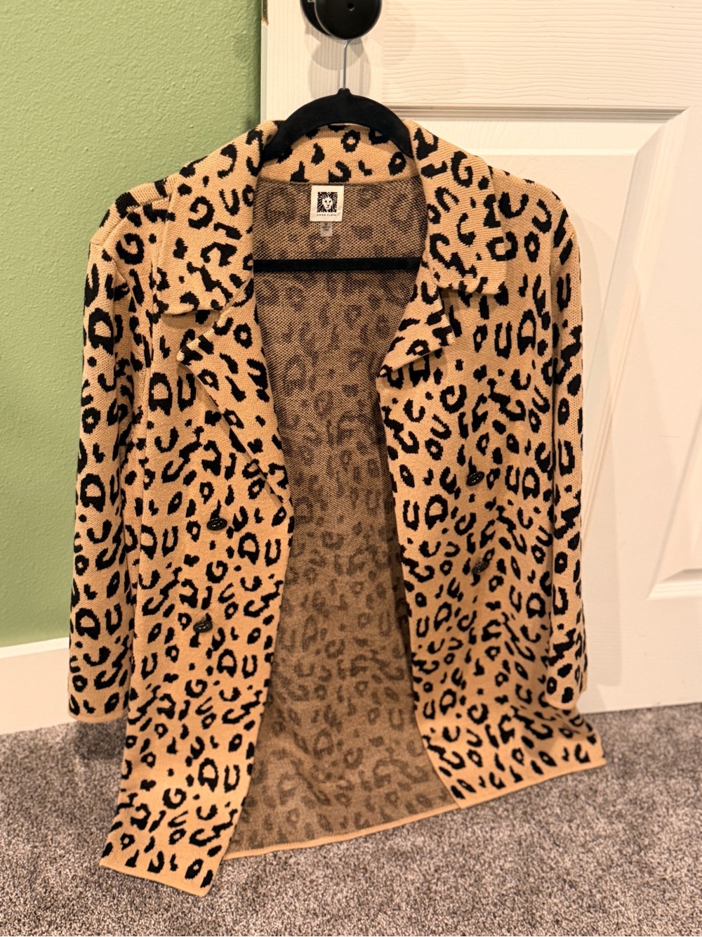 Anne Klein Leopard Print Open Cardigan Jacket - Tan & Black